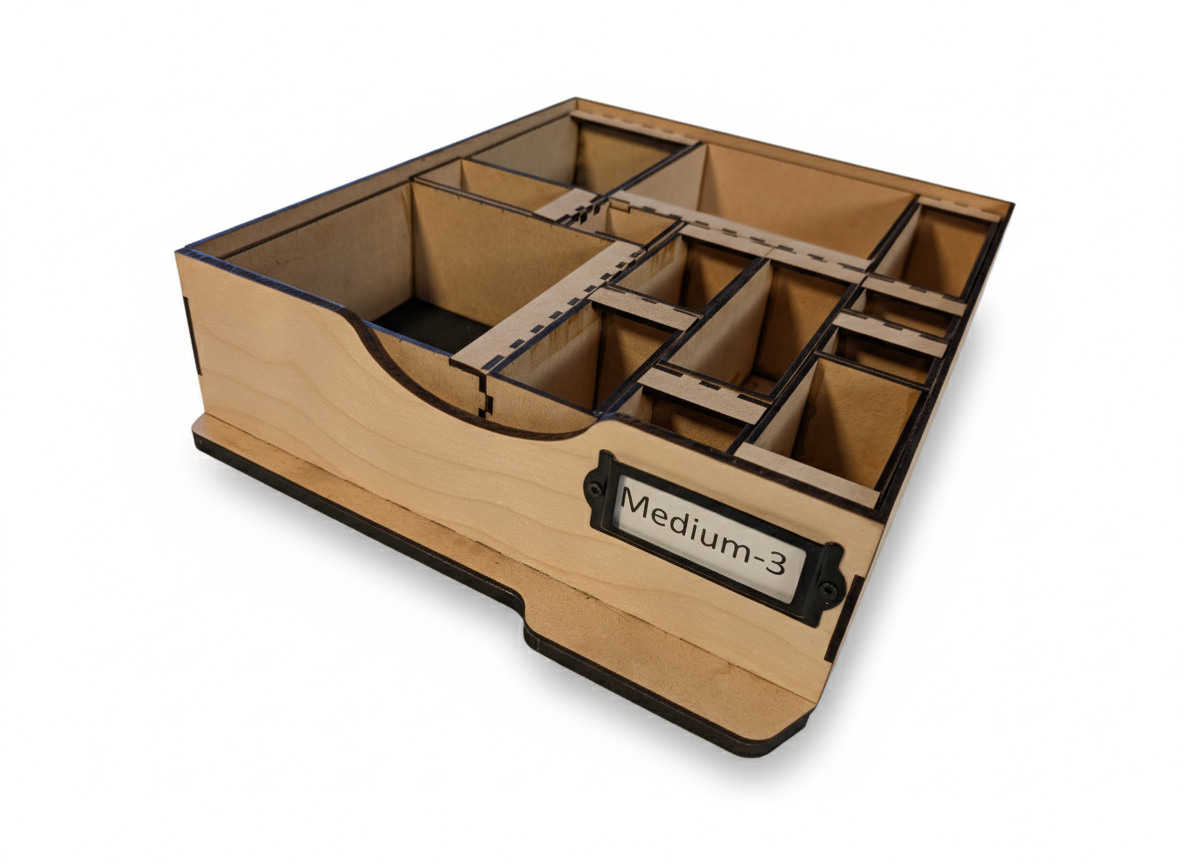 Medium size wooden box with other boxes inside